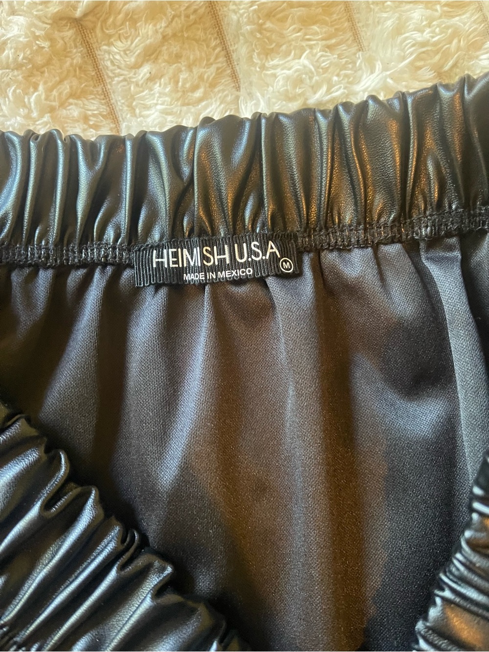 HEIMISH USA Black Faux Leather Tiered Midi Skirt - Picture 3 of 3